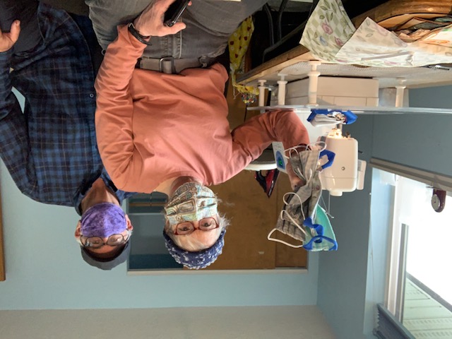 Scott's wife, Susan, spends most of her day upstairs sewing protective face masks, making nearly 400 masks since mid-March.
